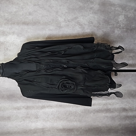 Delicate Black Semi-Sheer Flower Scarf - Picture 6 of 7